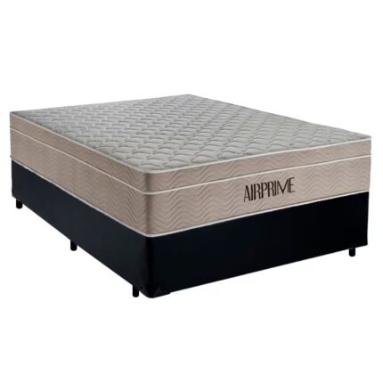 Cama Box Casal Sintético Cremil + Colchão Molas Ensacadas AirPrime 138x188x65cm