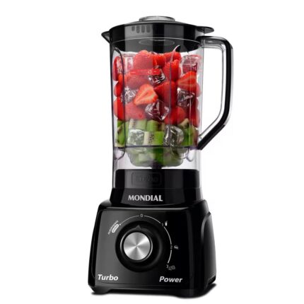 Liquidificador Mondial Turbo Power L-99 FB Copo San Cristal 3 Velocidades 550W Preto