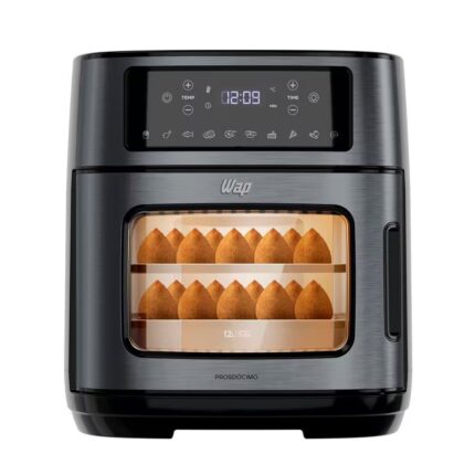 Fritadeira Elétrica Sem Óleo Air Fryer WAP Oven WAOD2 Antiaderente 12 litros 1800W Black Inox