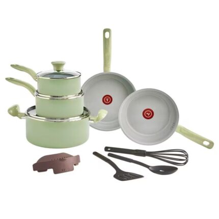 Jogo de Panelas Tefal Recycled Ceramic 9 Peças Revestimento Cerâmico Antiaderente Verde